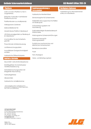Kołowe podnośniki nożycowe JLG Liftlux 203-24
