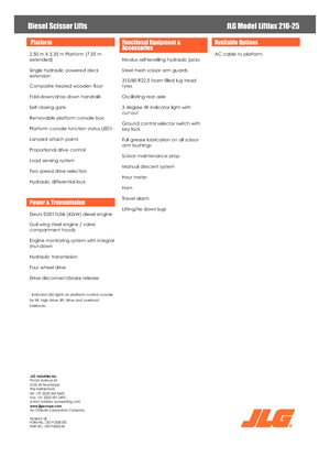 Kołowe podnośniki nożycowe JLG Liftlux 210-25