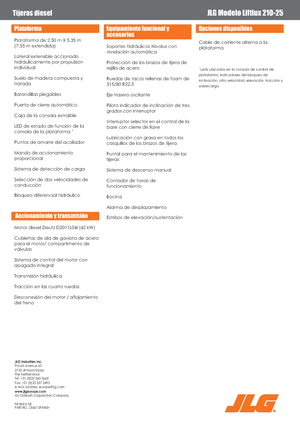 Kołowe podnośniki nożycowe JLG Liftlux 210-25