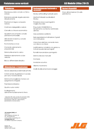 Kołowe podnośniki nożycowe JLG Liftlux 210-25