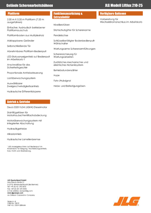 Kołowe podnośniki nożycowe JLG Liftlux 210-25