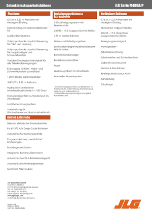 Kołowe przegubowe podnośniki koszowe JLG M400AJP