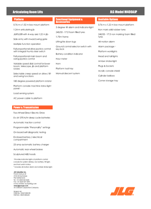 Kołowe przegubowe podnośniki koszowe JLG M400AJP
