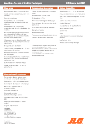 Kołowe przegubowe podnośniki koszowe JLG M400AJP