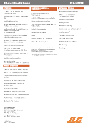 Kołowe przegubowe podnośniki koszowe JLG M450AJ