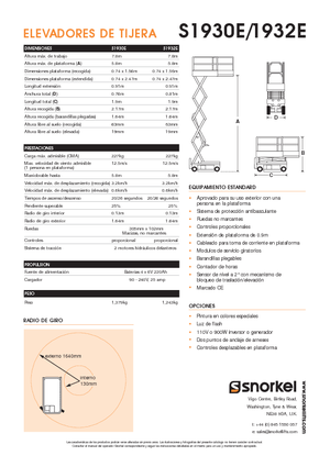 Kołowe podnośniki nożycowe Snorkel S1930E
