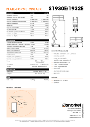 Kołowe podnośniki nożycowe Snorkel S1930E