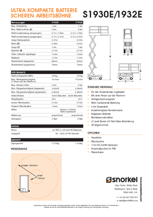 Kołowe podnośniki nożycowe Snorkel S1930E