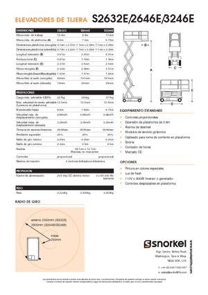 Kołowe podnośniki nożycowe Snorkel S3246E