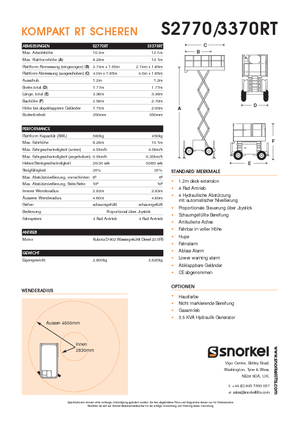 Kołowe podnośniki nożycowe Snorkel S2770RT