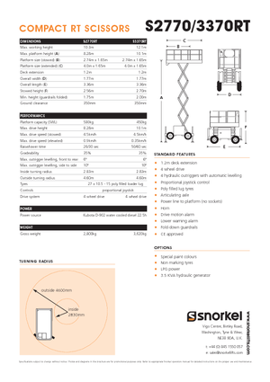 Kołowe podnośniki nożycowe Snorkel S2770RT
