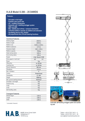 Kołowe podnośniki nożycowe HAB S 280-25 D 4WD S