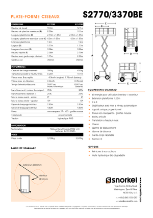Kołowe podnośniki nożycowe Snorkel S3370BE