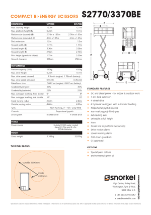 Kołowe podnośniki nożycowe Snorkel S3370BE