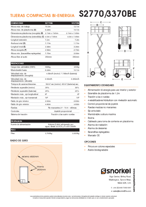 Kołowe podnośniki nożycowe Snorkel S3370BE