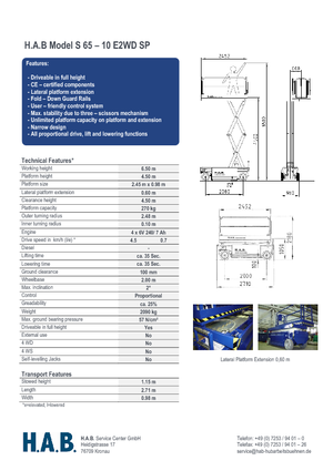 Kołowe podnośniki nożycowe HAB S 65-10 E 2WD SP