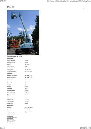 Kołowe teleskopowe platformy robocze Aichi SP21AJ