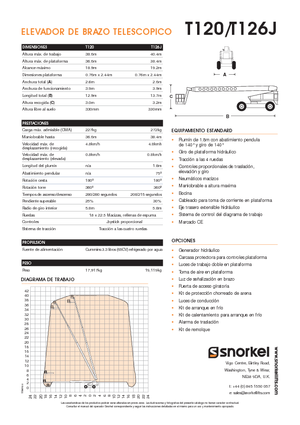 Kołowe teleskopowe platformy robocze Snorkel T126J