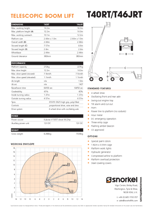 Kołowe teleskopowe platformy robocze Snorkel T40RT