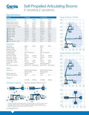 Kołowe przegubowe podnośniki koszowe Genie Z-30/20N RJ