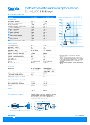 Kołowe przegubowe podnośniki koszowe Genie Z-34/22 DC