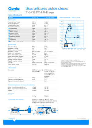 Kołowe przegubowe podnośniki koszowe Genie Z-34/22 DC