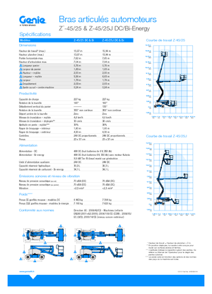 Kołowe przegubowe podnośniki koszowe Genie Z-45/25J DC