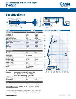 Kołowe przegubowe podnośniki koszowe Genie Z-60/34