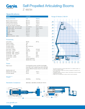 Kołowe przegubowe podnośniki koszowe Genie Z-60/34