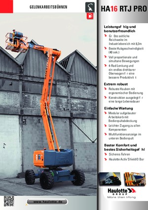 Kołowe przegubowe podnośniki koszowe Haulotte HA16 RTJ PRO