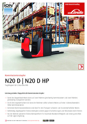 Wózki do kompletacji zamówień Linde N20D HP