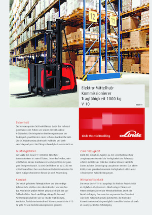 Wózki do kompletacji zamówień Linde V10 Std