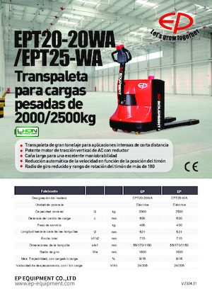 Wózek paletowy ręczny EP EPT20-20WA