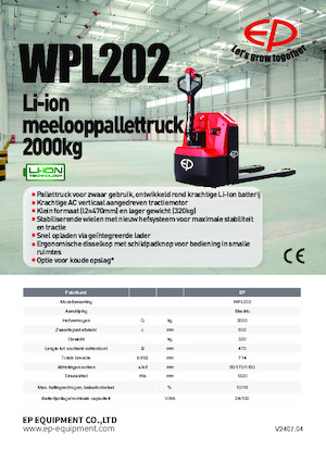 Wózek paletowy ręczny EP WPL202
