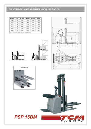 Wózki platformowe podnośnikowe TCM PSP 15 BM
