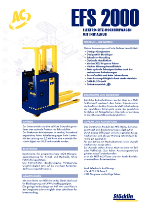 Wózki podnośnikowe z siedziskiem Stöcklin EFS 2000