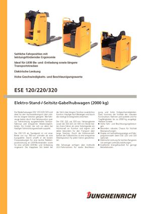 Elektryczne wózki paletowe z siedziskiem Jungheinrich ESE 120