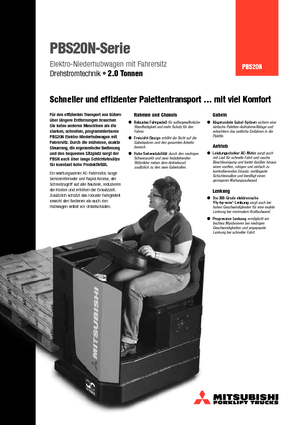 Elektryczne wózki paletowe z siedziskiem Mitsubishi PBS20N