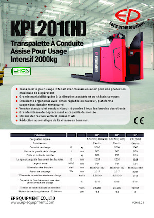 Elektryczne wózki paletowe platformowe EP KPL201