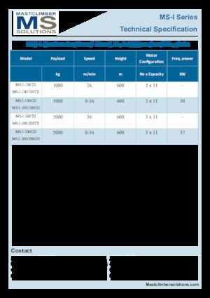 Wciągniki i wciągarki przemysłowe Mastclimber Solutions MS-I-100/100GD