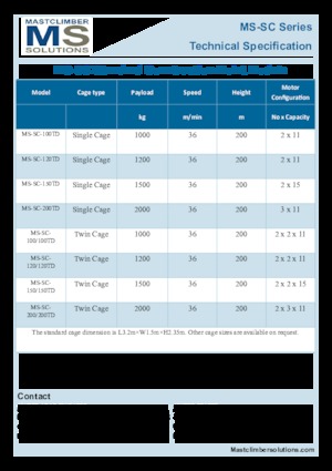 Wciągniki i wciągarki przemysłowe Mastclimber Solutions MS-SC-100TD