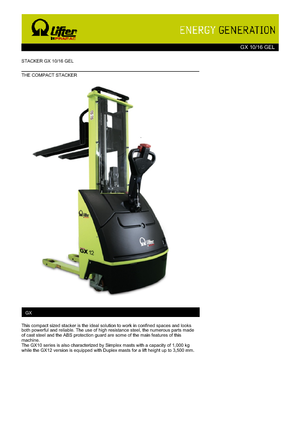 Wózki paletowe elektryczne PRAMAC Lifter GX 10/16 GEL