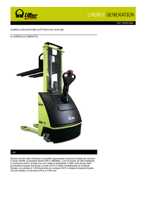 Wózki paletowe elektryczne PRAMAC Lifter GX 12/25 GEL