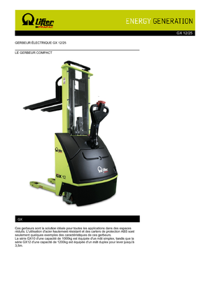 Wózki paletowe elektryczne PRAMAC Lifter GX 12/25