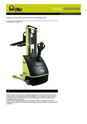 Wózki paletowe elektryczne PRAMAC Lifter GX 12/25 Straddle Plus