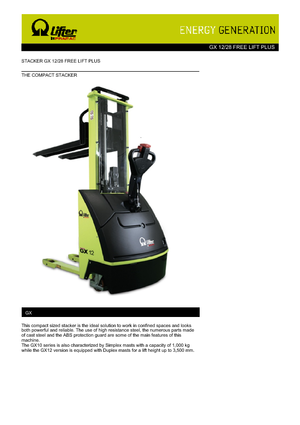 Wózki paletowe elektryczne PRAMAC Lifter GX 12/28 Plus Free Lift