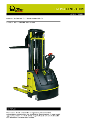 Wózki paletowe elektryczne PRAMAC Lifter LX 14/45 Triplex