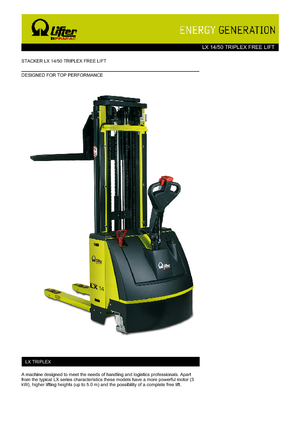 Wózki paletowe elektryczne PRAMAC Lifter LX 14/50 Triplex-Free Lift