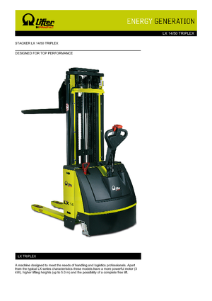 Wózki paletowe elektryczne PRAMAC Lifter LX 14/50 Triplex