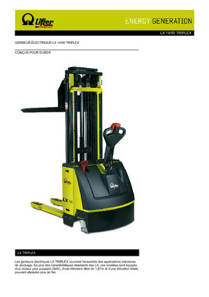 Wózki paletowe elektryczne PRAMAC Lifter LX 14/50 Triplex